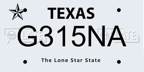 G315NA Texas License Plate
