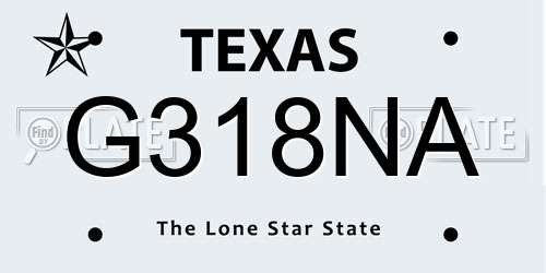 G318NA Texas License Plate
