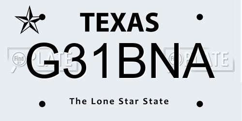 G31BNA Texas License Plate
