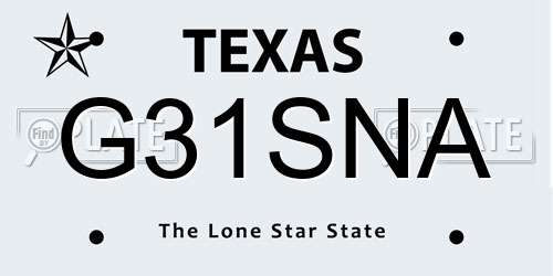 G31SNA Texas License Plate