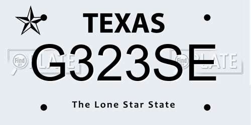 G323SE Texas License Plate