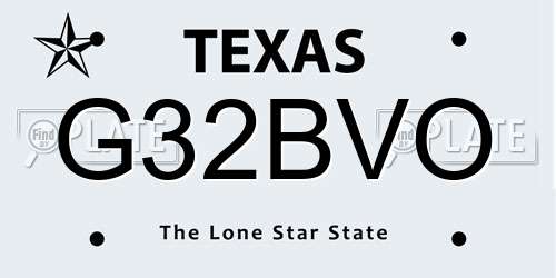 G32BVO Texas License Plate