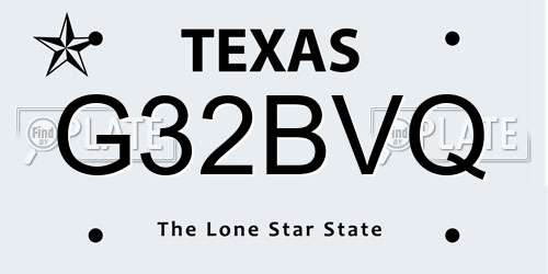 G32BVQ Texas License Plate