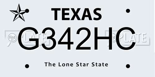 G342HC Texas License Plate