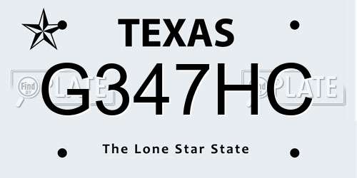 G347HC Texas License Plate