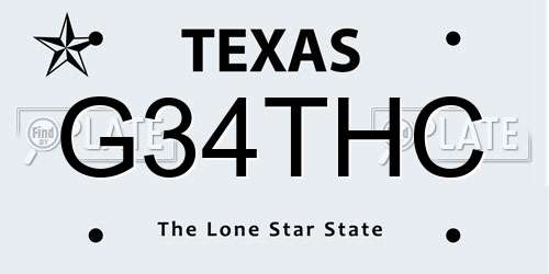 G34THC Texas License Plate