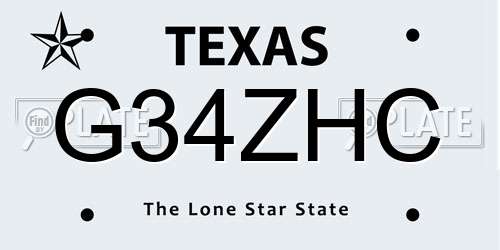 G34ZHC Texas License Plate