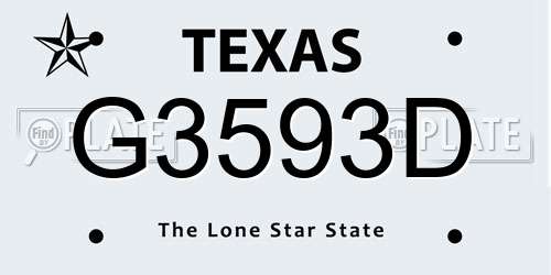 G3593D Texas License Plate
