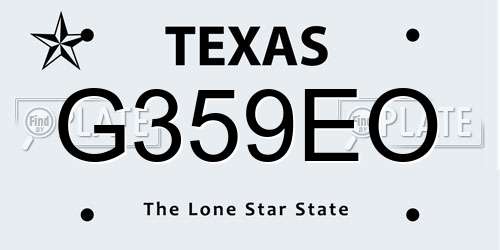 G359EO Texas License Plate
