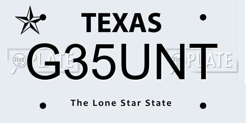 G35UNT Texas License Plate