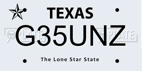 G35UNZ Texas License Plate