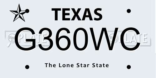 G360WC Texas License Plate
