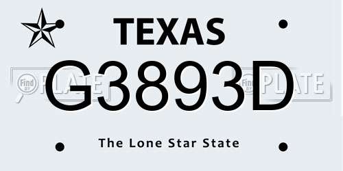G3893D Texas License Plate