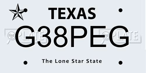 G38PEG Texas License Plate