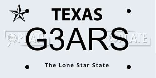 G3ARS Texas License Plate