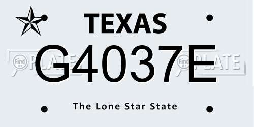 G4037E Texas License Plate