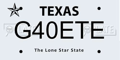 G40ETE Texas License Plate