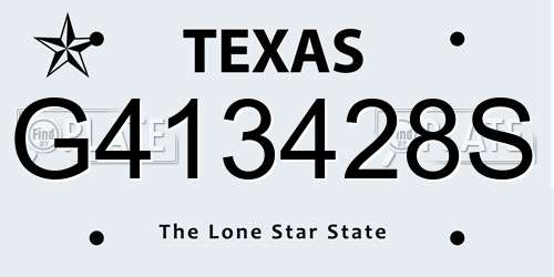 G413428S Texas License Plate