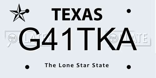 G41TKA Texas License Plate