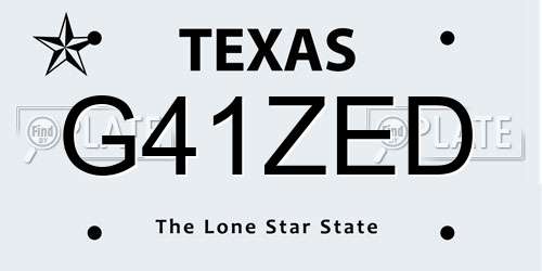 G41ZED Texas License Plate