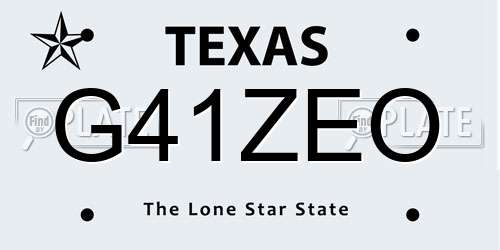 G41ZEO Texas License Plate