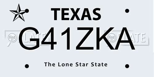 G41ZKA Texas License Plate