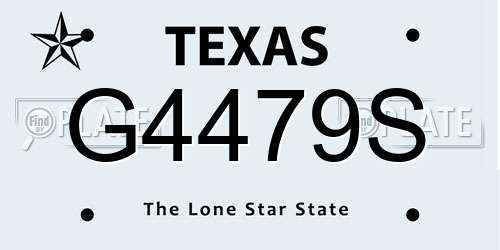 G4479S Texas License Plate