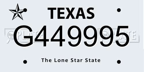 G449995 Texas License Plate