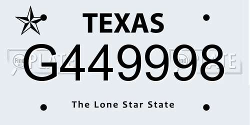 G449998 Texas License Plate