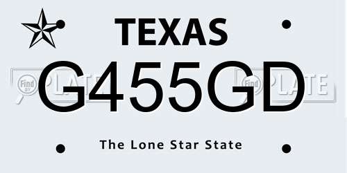 G455GD Texas License Plate