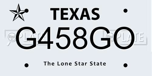 G458GO Texas License Plate