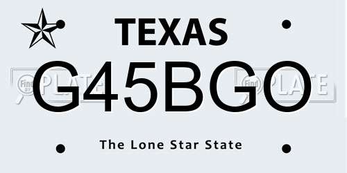 G45BGO Texas License Plate