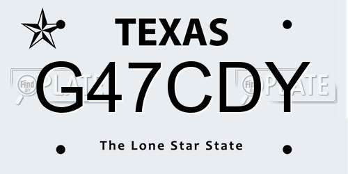 G47CDY Texas License Plate