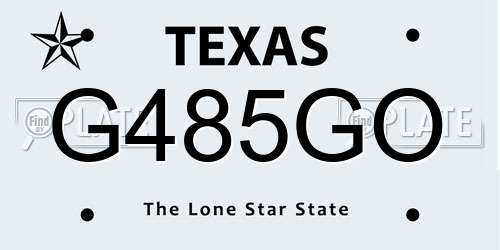 G485GO Texas License Plate