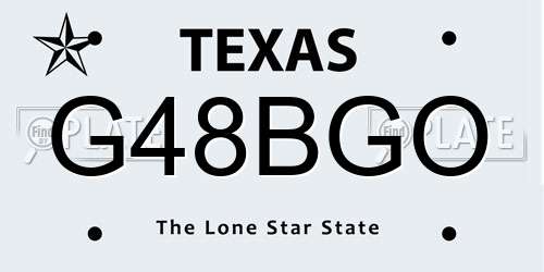 G48BGO Texas License Plate