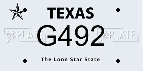 G492 Texas License Plate