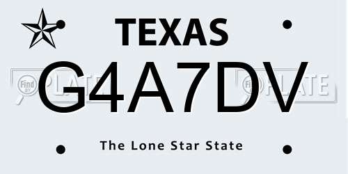 G4A7DV Texas License Plate