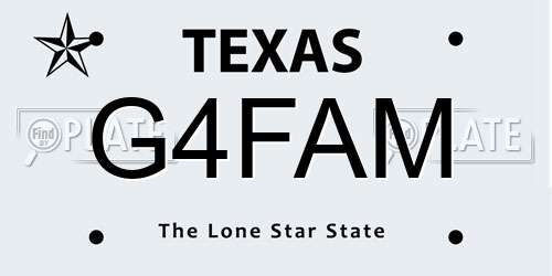 G4FAM Texas License Plate