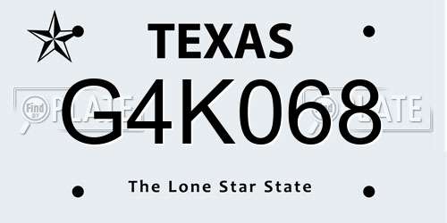 G4K068 Texas License Plate
