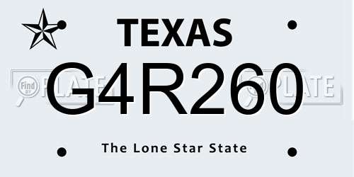 G4R260 Texas License Plate