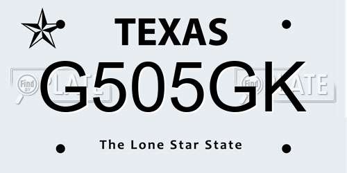 G505GK Texas License Plate