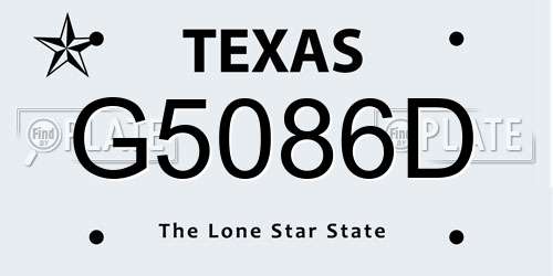 G5086D Texas License Plate
