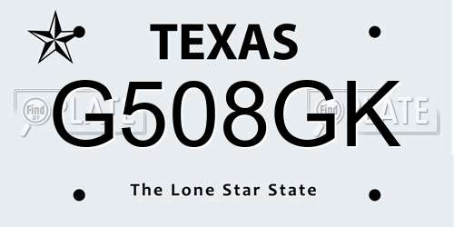 G508GK Texas License Plate