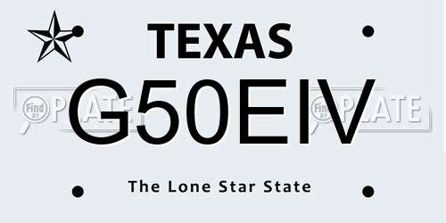 G50EIV Texas License Plate