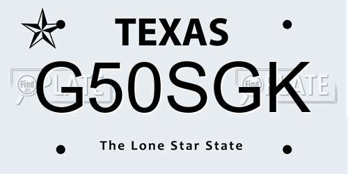 G50SGK Texas License Plate