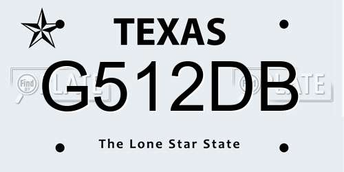 G512DB Texas License Plate