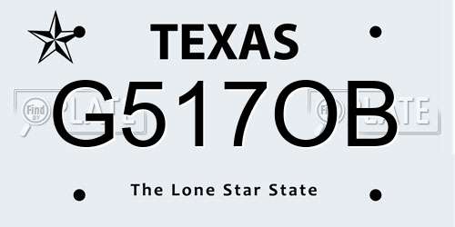 G517OB Texas License Plate