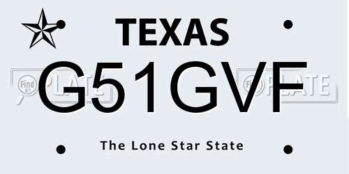 G51GVF Texas License Plate
