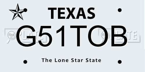 G51TOB Texas License Plate