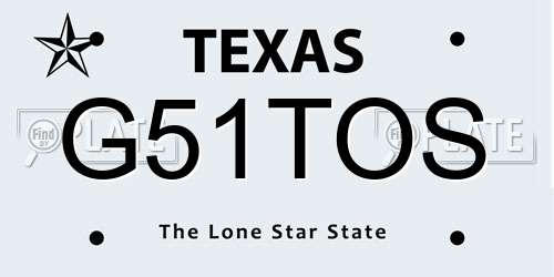 G51TOS Texas License Plate